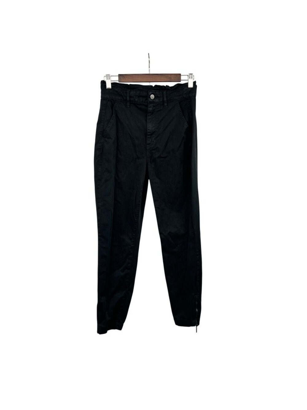 WHBM Slim Ankle Pants Extra High Rise Black Zip Cuffs Womens Size 6